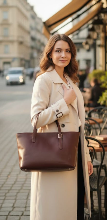 ORVEN Auren - El Yapımı Deri Tote Çanta