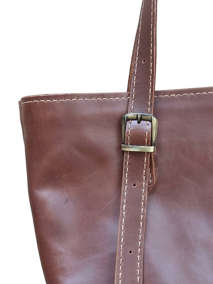 ORVEN - Lyra El Yapımı Hakiki Deri Tote Çanta